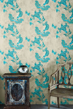 Load image into Gallery viewer, Paisley - Turquoise On Old Grey Wallcovering