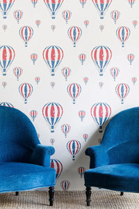 Hot Air Balloon - Red, White & Blue Wallcovering