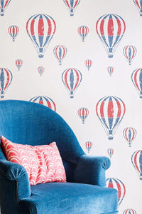 Hot Air Balloon - Red, White & Blue Wallcovering