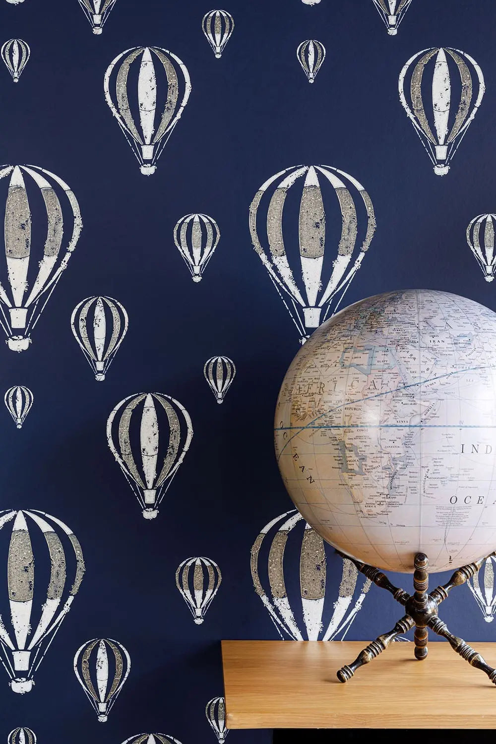 Hot Air Balloon - Midnight Blue Wallcovering