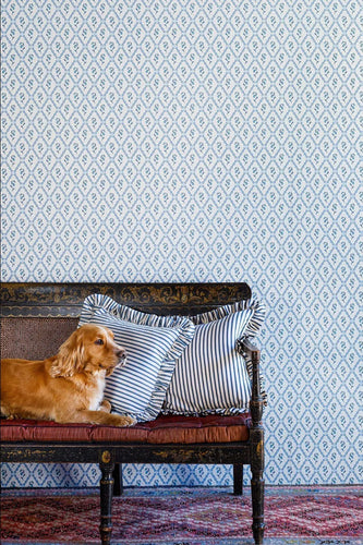 Wild Strawberry Trellis - China Blue Wallcovering