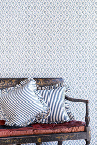 Wild Strawberry Trellis - China Blue Wallcovering