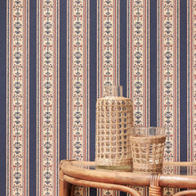 Load image into Gallery viewer, Folk Stripe - Navy Wallcovering