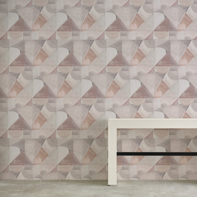 Abstract Strand Ash Rose Wallcovering