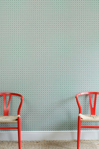 Lattice Cane - Light Olive & Red Wallcovering