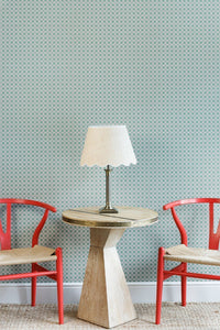 Lattice Cane - Light Olive & Red Wallcovering