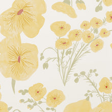 Load image into Gallery viewer, Flax Flowers - Yellow on Almost White Wallcovering