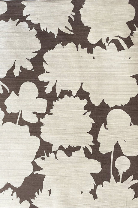 Judith Brown Floral Grasscloth Wallpaper