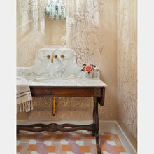 Load image into Gallery viewer, Leaf Gold and Pink Wallcovering