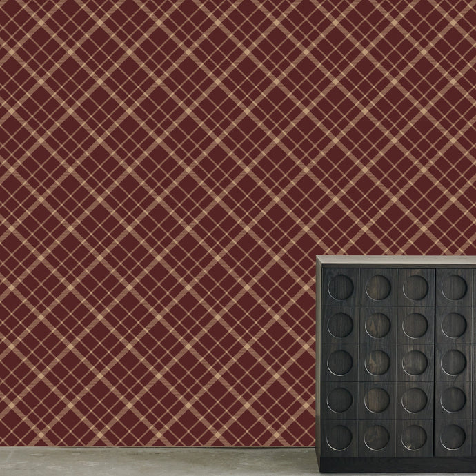 Timeless Argyle Claret Wallcovering