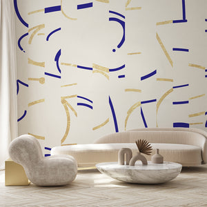 Offset Navy+Gold Wallcovering
