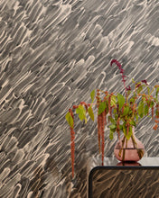 Load image into Gallery viewer, Plastered - White Tea on Charcoal Wallcovering