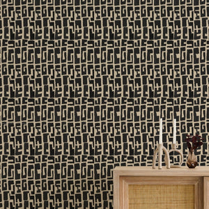 Totem Noir on Nude Wallcovering