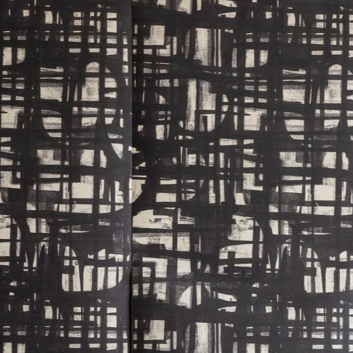 Monoprint Charcoal Grasscloth