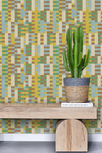 Gridlock - Jade & Citrine Wallcovering