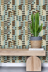 Gridlock - Surf & Mint Wallcovering