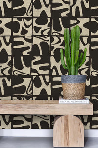 Medina Maze - Black & Natural Wallcovering