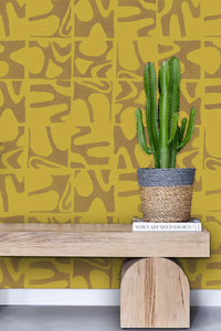 Medina Maze - Citrine & Saddle Brown Wallcovering