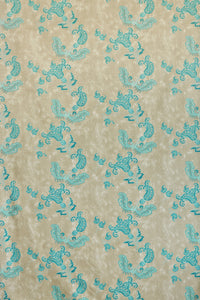 Paisley - Turquoise on Old Grey Fabric