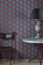Load image into Gallery viewer, Poppy Fields - Red on Gunmetal Wallcovering