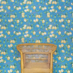 Capri Lemons - Azure Blue Wallcovering