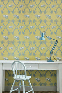 Elephant Palm - Ochre Blue Wallcovering