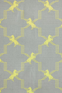 Horse Trellis - Acid Yellow on Grey Fabric