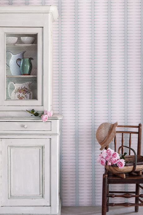 Indian Stripe - Pink/Teal Wallcovering