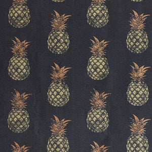 Pineapple - Gold on Charcoal Fabric