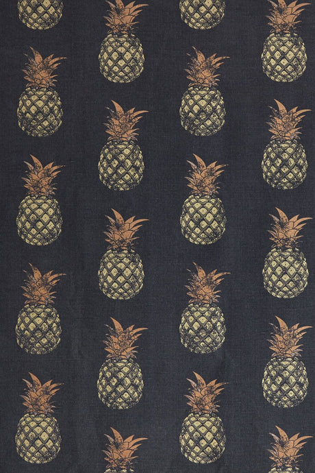 Pineapple - Gold on Charcoal Fabric