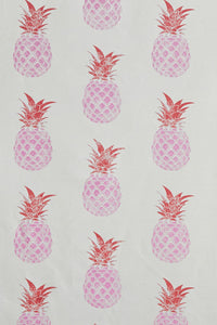 Pineapple - Pink Red on Cream Fabric