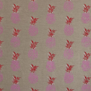 Pineapple - Pink Red on Natural Fabric