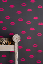 Load image into Gallery viewer, Lips - Hot Pink on Grey Wallcovering