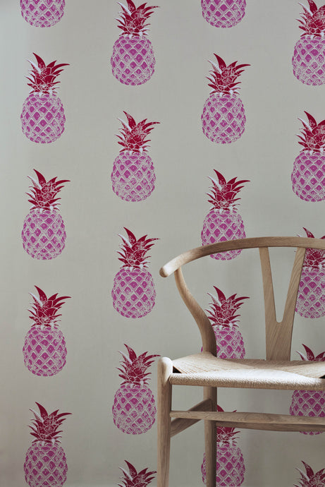 Pineapple - Pink & Red Wallcovering