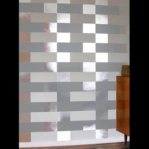 Block Grey White Silver Wallcovering