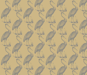 Blue Heron Camel Mushroom Fabric
