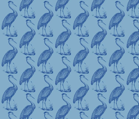 Blue Heron Cornflower Marine Fabric