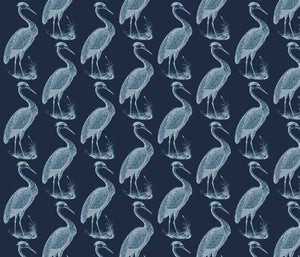 Blue Heron Indigo White Fabric