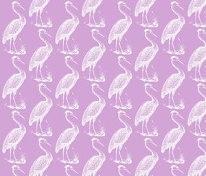 Blue Heron Lilac White Fabric