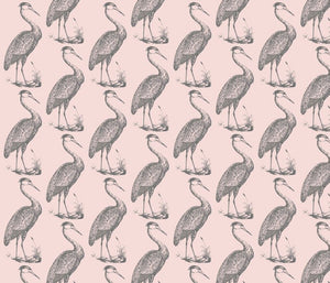 Blue Heron Pinkish Grey Fabric