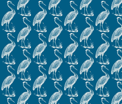 Blue Heron Summer Blue Fabric
