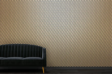 Load image into Gallery viewer, Buzz Black Flock on Gold Lustre Wallcovering