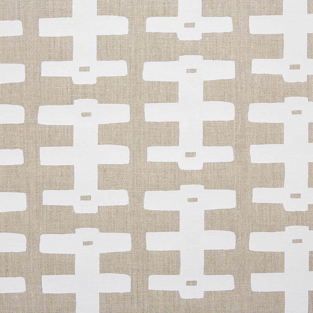 Bridge White on Natural Linen Fabric