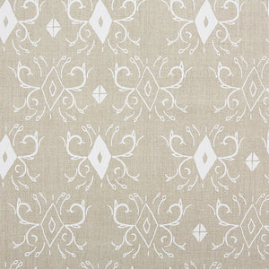 Kadek White On Natural Linen Fabric