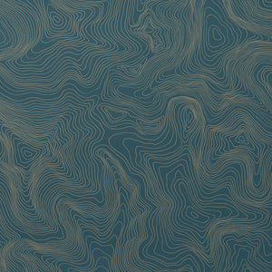 Contour - Gold on Blue Wallcovering