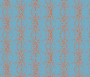 Coral Branchy Cornflower Orange Punch Fabric