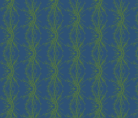 Coral Branchy Cadet Peridot Fabric