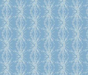 Coral Branchy Cornflower Milk Fabric