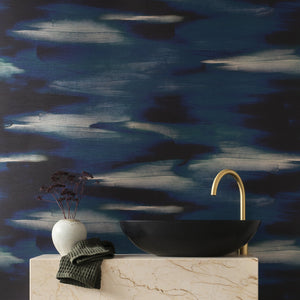 River Metallic Weave Deep Blue Type II Wallcovering