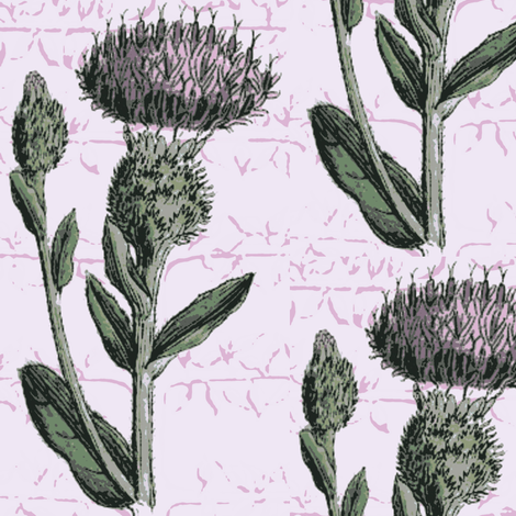 Thistle Espalier Lavender Fabric